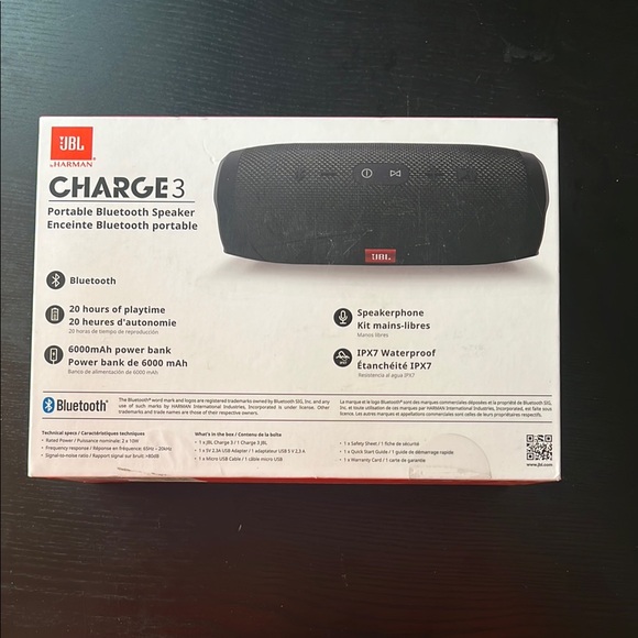 Brand New JBL Charge 3 Portable Speaker - Black and Silver - Picture 3 of 3